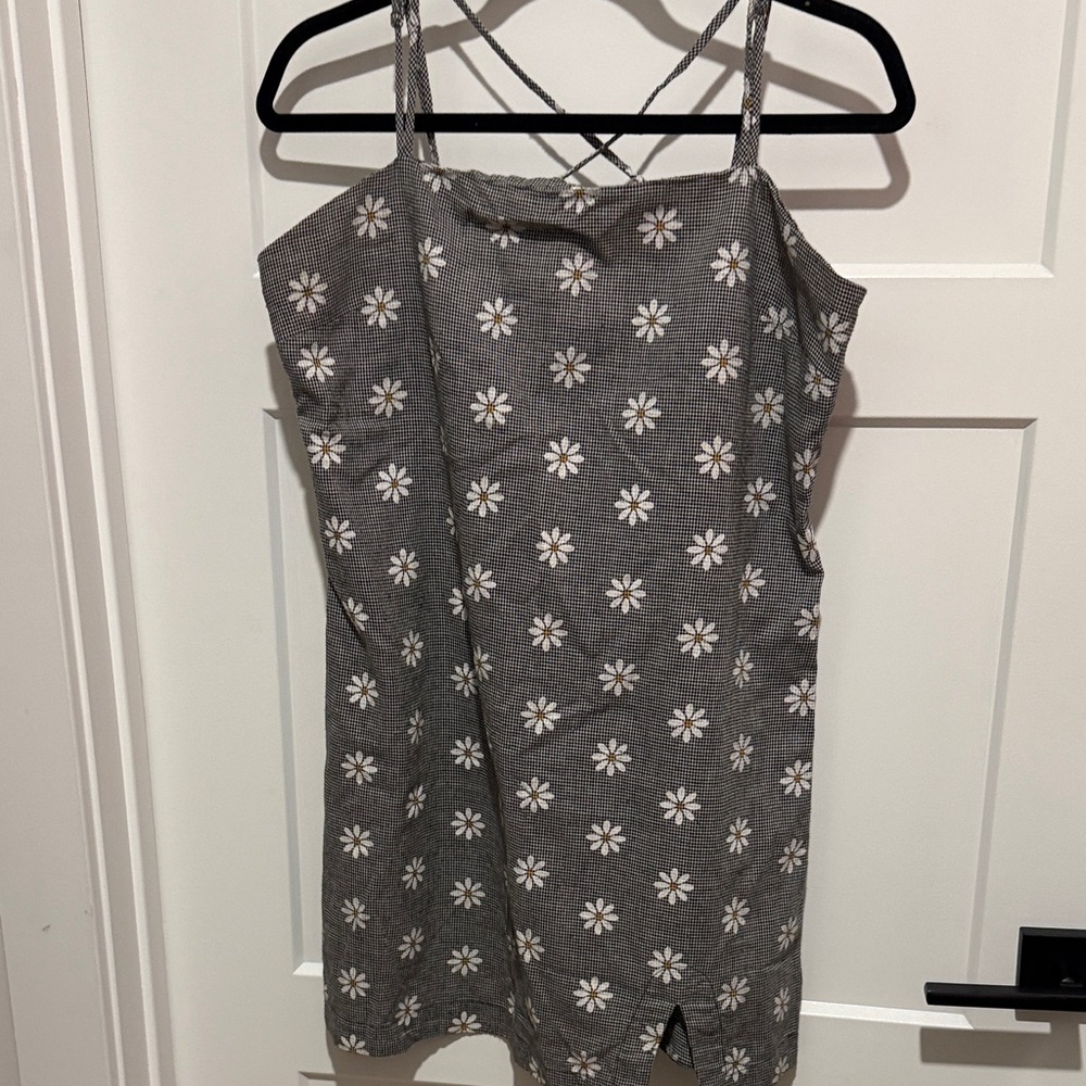 Gingham Daisy Print Strappy Sundress